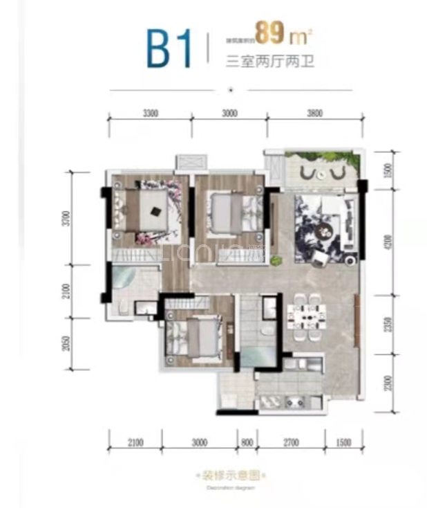 锦云臺B1户型 户型图