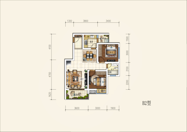 B2户型 户型图