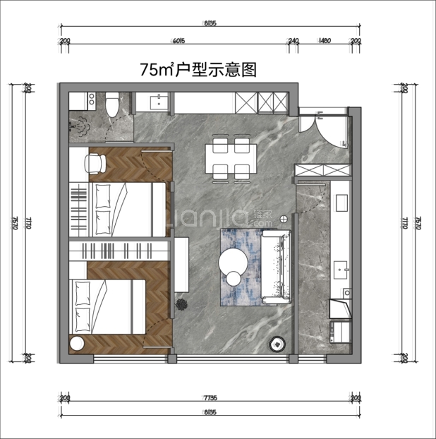 75㎡ 户型图