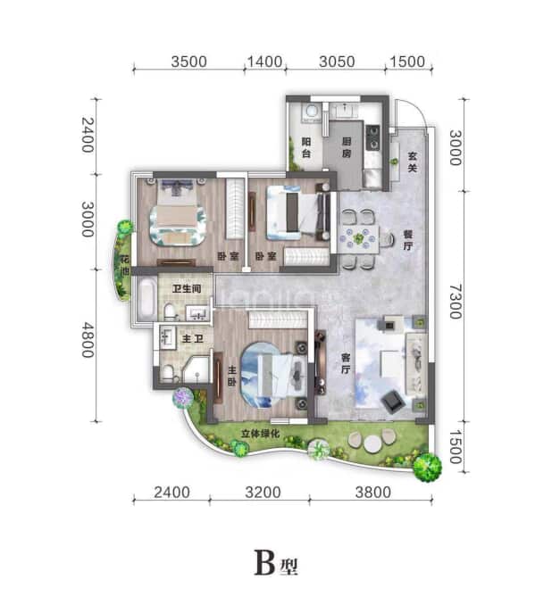 B户型 户型图
