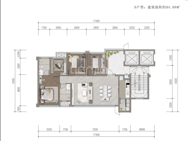 94.99㎡ 户型图