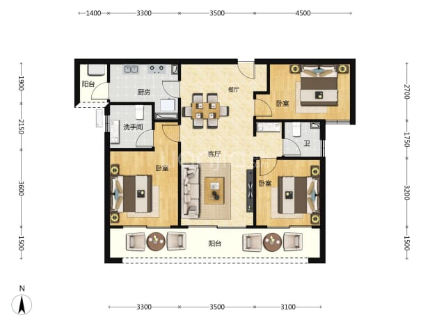 108平 户型图