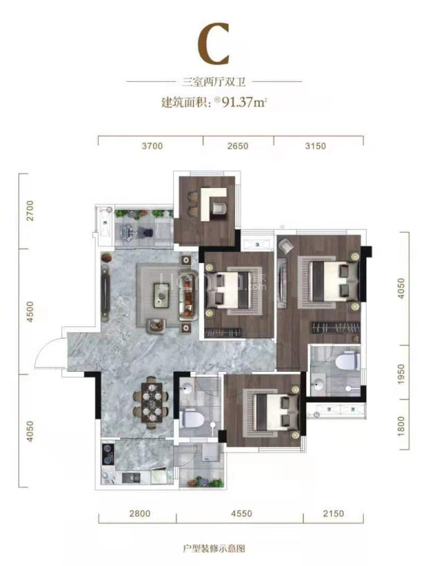C户型 户型图