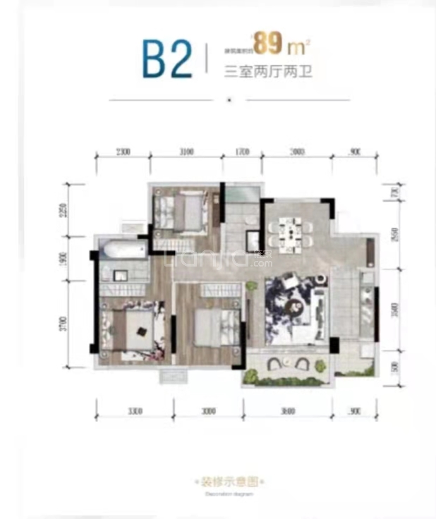 锦云臺B2户型 户型图