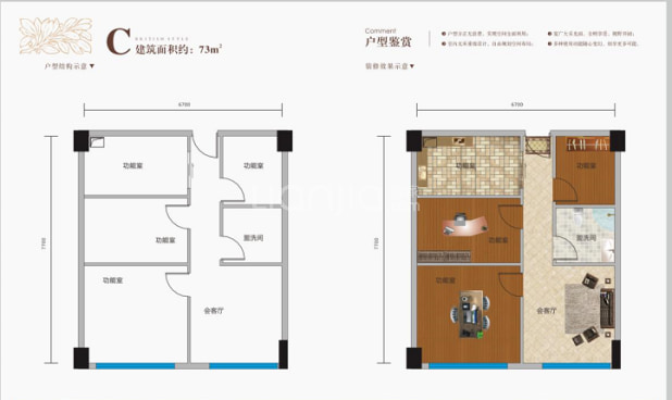 C户型 户型图