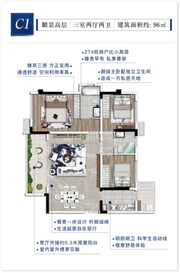 锦云臺C1户型 户型图