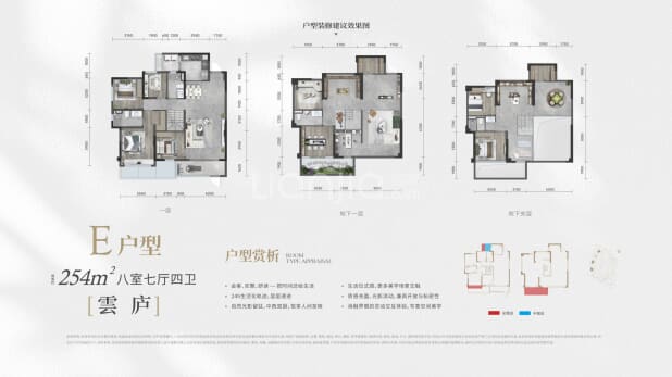 254㎡ E户型 户型图