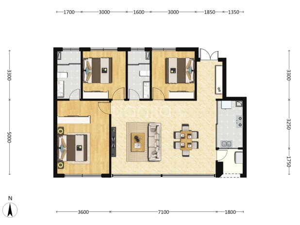 100m² 户型图