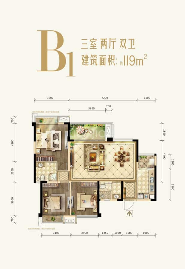B1户型 户型图