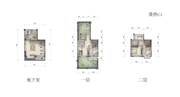 叠拼C1户型 户型图