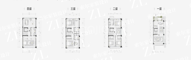 双拼别墅 户型图